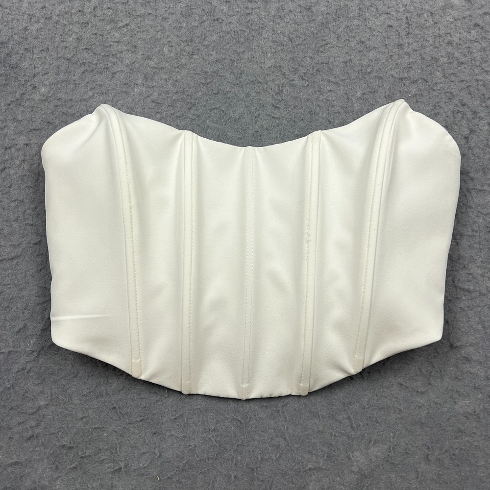 WHITE FOX Patience Corset Womens Small White Boned Bustier Zip Back Mini Top NWT
